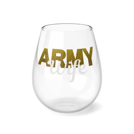 Army Wife Stemless Wine Glass, 11.75oz